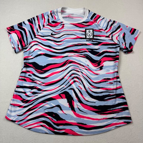 Nike South Korea Women's XL Soccer Jersey Dri-Fit Pink Zebra World Cup Korea FA - Picture 1 of 3
